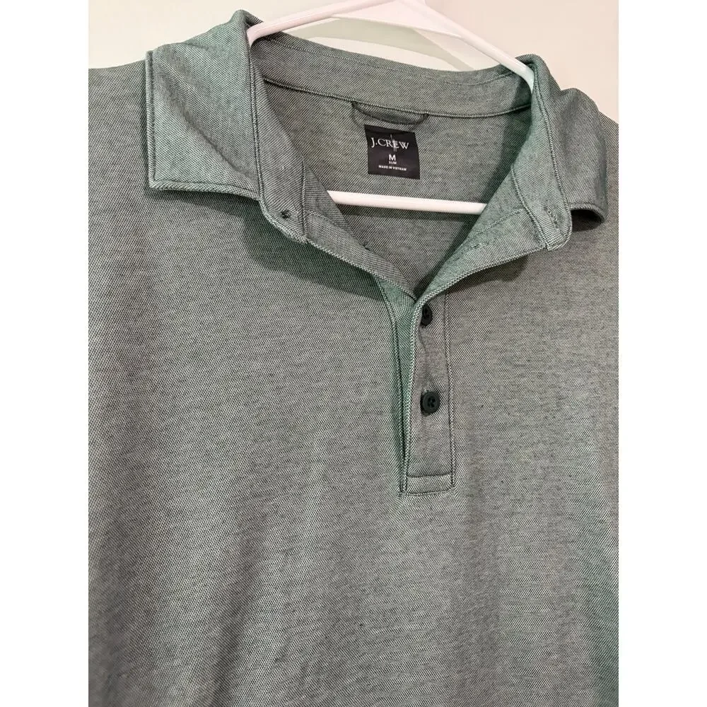 J.Crew Slim Fit Polo Men's Medium Heathered Green Cotton Blend